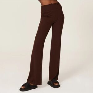 Year of Ours Brown Ribbed Wide Leg Pants
